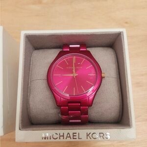 Michael Kors Women's Slim Runway Electric Pink Stainless Steel Bracelet Watch